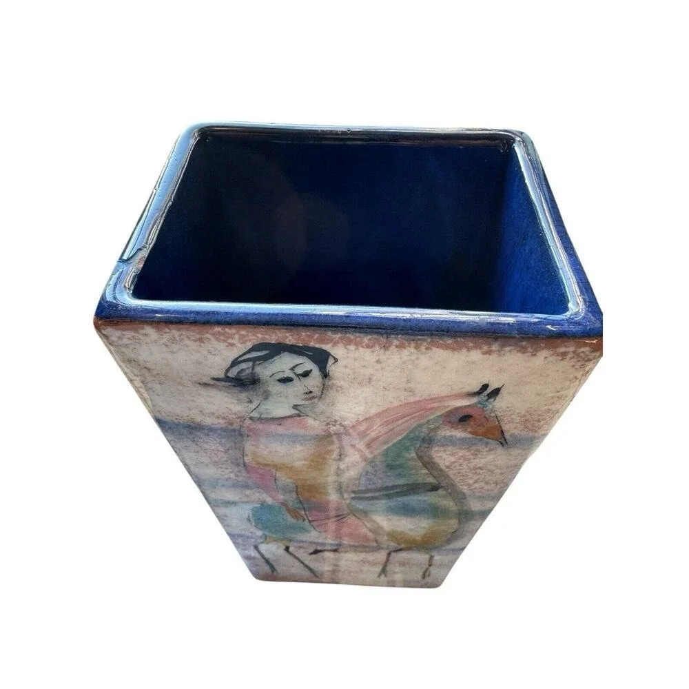 Mid-Century Rare Rectangular Vase Women & Their Horses Polia Pillin c.1950-60s